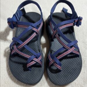 Chaco Navy and Coral Strappy Sandals